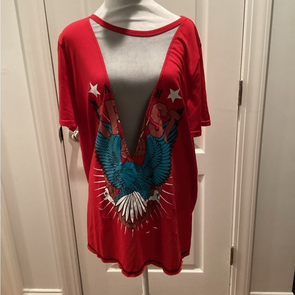 Red Graphic Tee Shirt Top